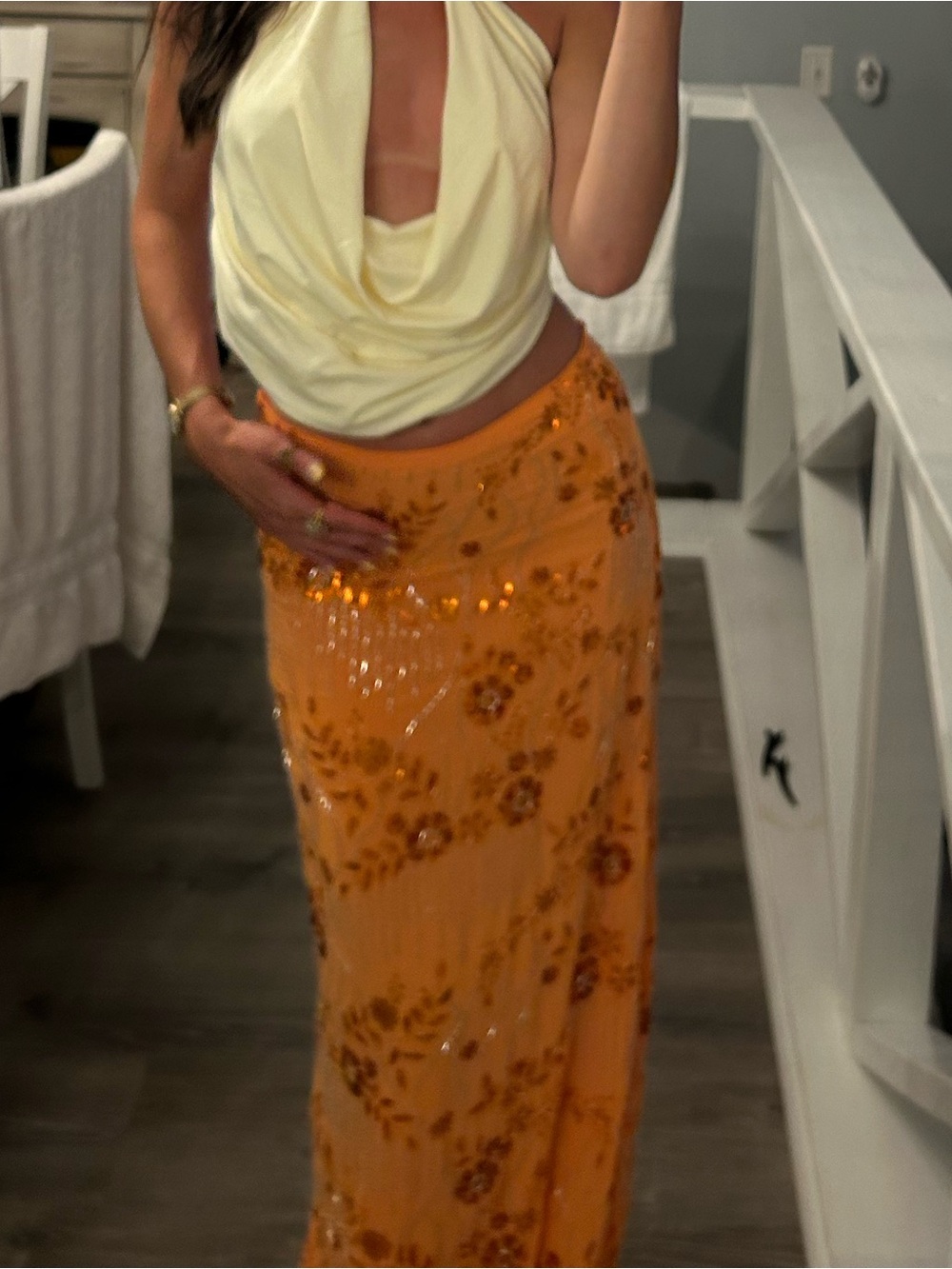 Maxi orange bejeweled skirt from Peppermayo - Picture 4 of 5
